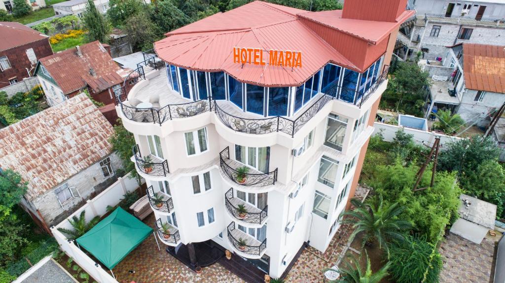 an overhead view of a building with a red roof at Hotel Maria in Batumi