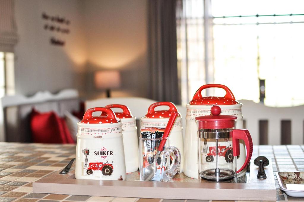 Příslušenství pro přípravu čaje a kávy v ubytování Avonsrus Guesthouse