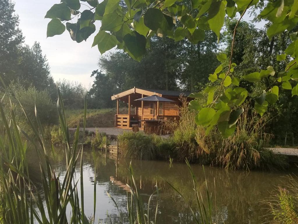 a cabin by the water with a view at West Pool Cabin in Lincoln