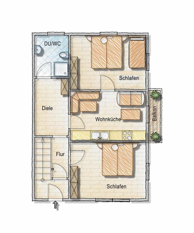 Půdorys ubytování Residence Hofer
