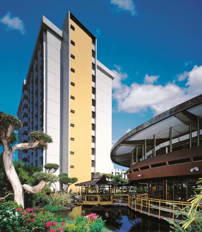 a rendering of the exterior of a building at Pagoda Hotel in Honolulu