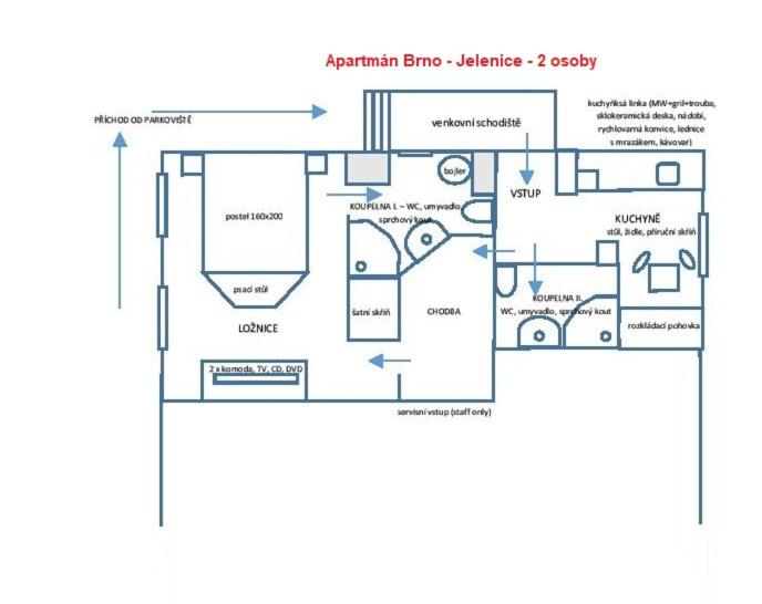 Půdorys ubytování Apartmán Brno Jelenice