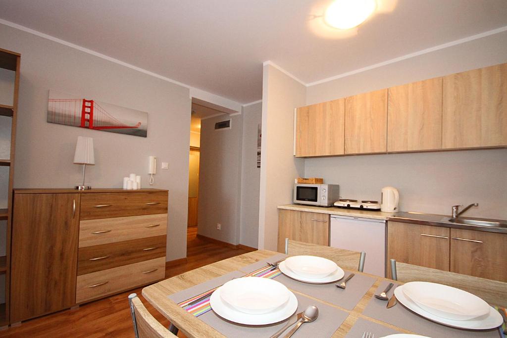 Kuchyňa alebo kuchynka v ubytovaní Apartamenty Olsztyn