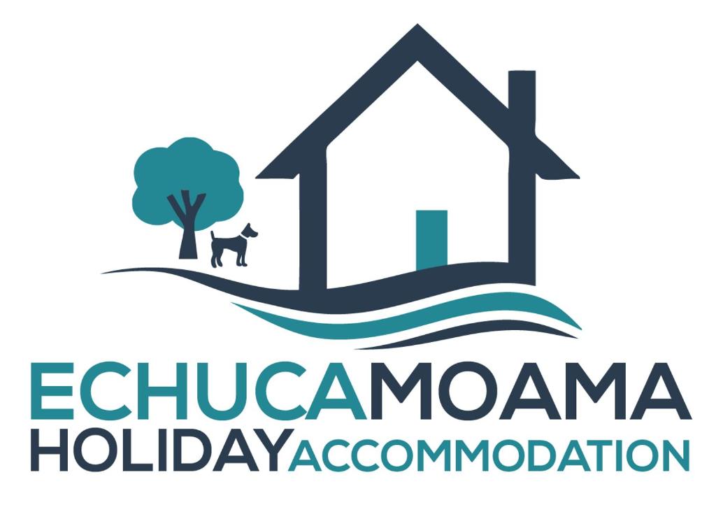 um logótipo para uma organização de acolhimento de crianças com uma casa e uma árvore em Sleepy Shackell - Echuca Moama Holiday Accommodation em Echuca