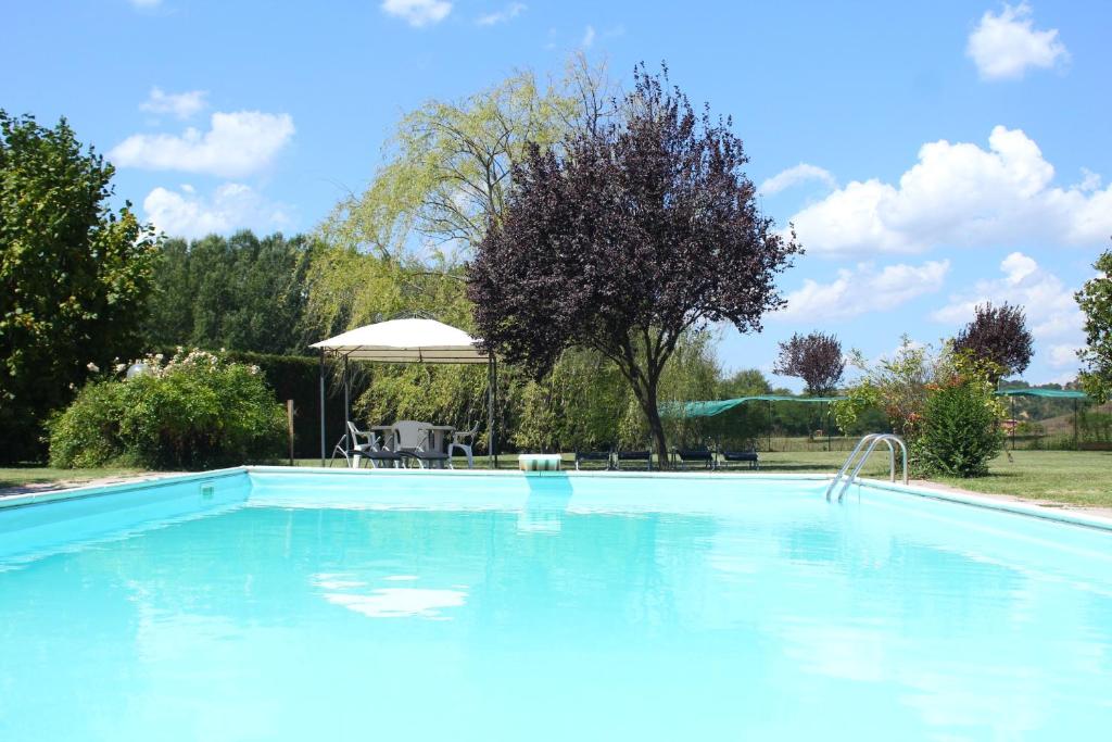 ein großer Pool mit blauem Wasser im Hof in der Unterkunft Il Casolare in Penna