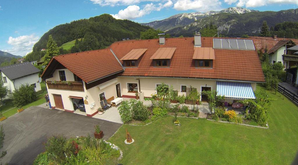 an aerial view of a house with a roof at Ferienwohnung Brandstatter in Windischgarsten