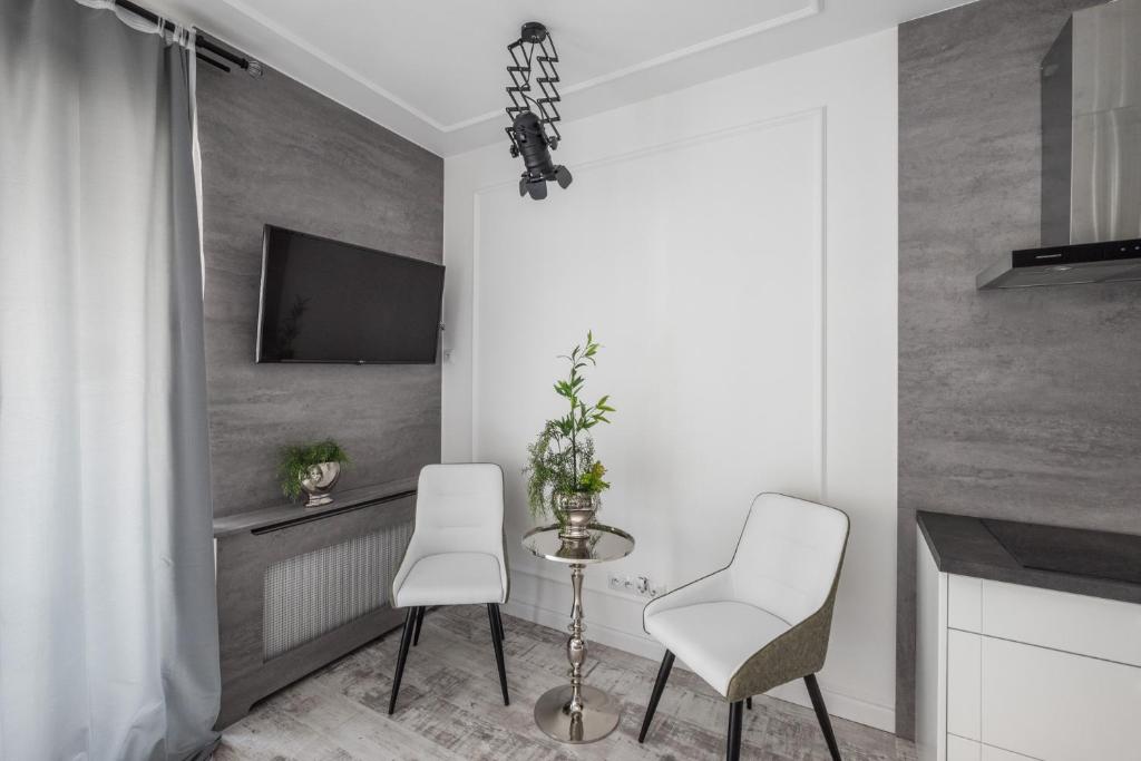 Televízia a/alebo spoločenská miestnosť v ubytovaní Good Time Apartment Business Center