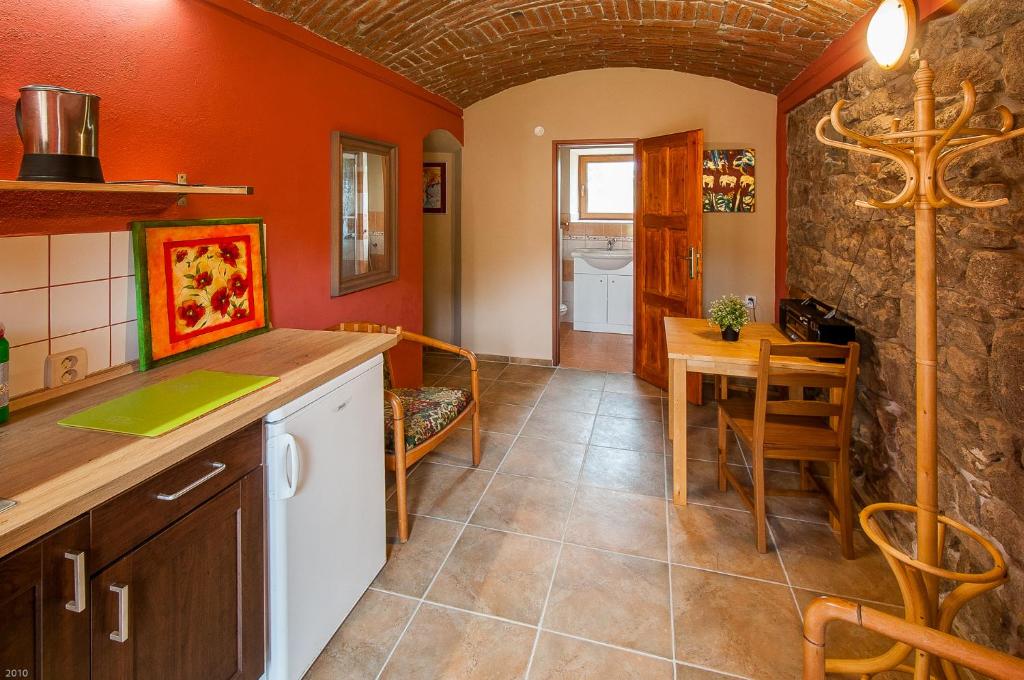 Kuchyň nebo kuchyňský kout v ubytování Apartmány U kapličky