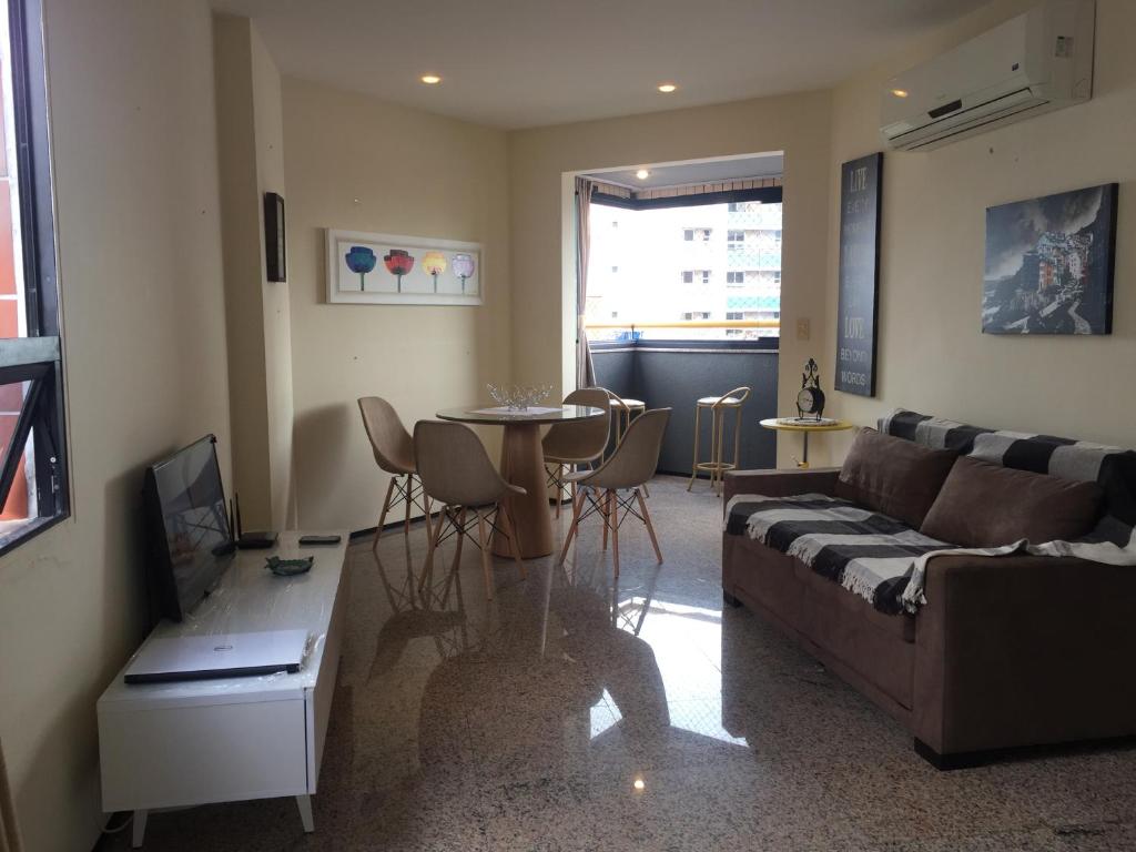 Χώρος καθιστικού στο Apartamento Frente mar Meireles