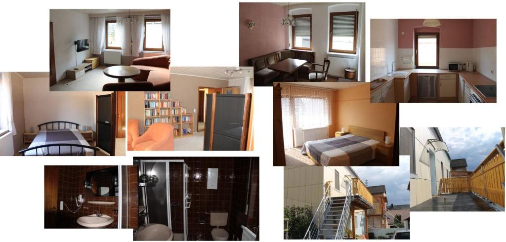 un collage de diferentes fotos de una habitación en Ferienwohnung Hofmann, en Weisel