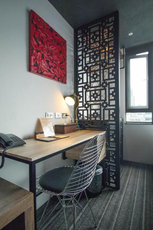 A seating area at NK Hostel