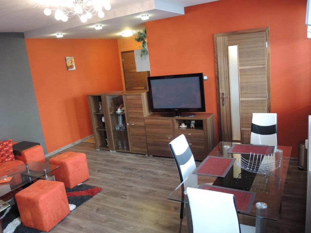 TV a/nebo společenská místnost v ubytování Apartmany Rudolf