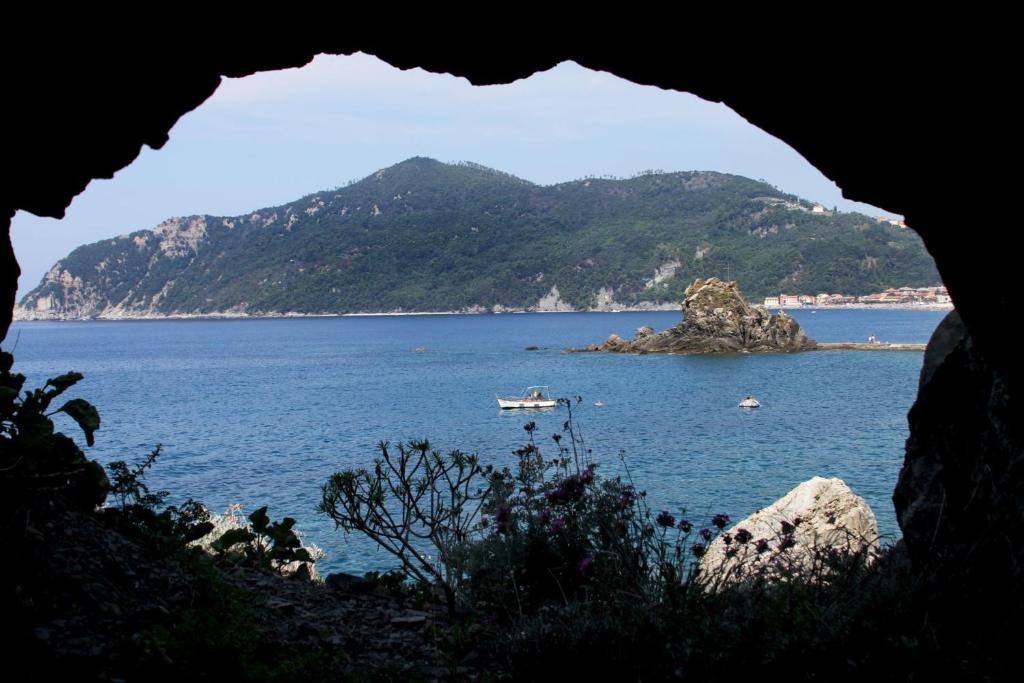 a view of the ocean from a cave at Asseu in Sestri Levante