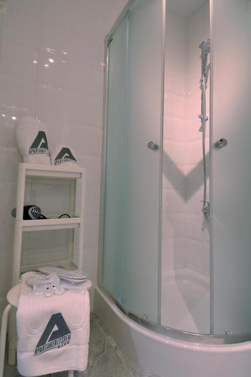 Koupelna v ubytování Apartament KORNER Chełmońskiego Śrem