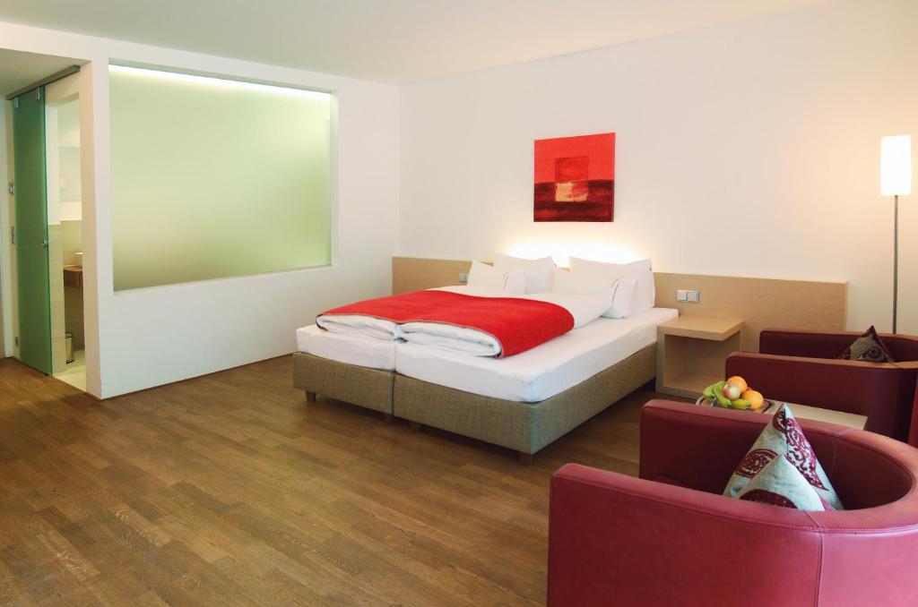 Posteľ alebo postele v izbe v ubytovaní Skihotel Galzig