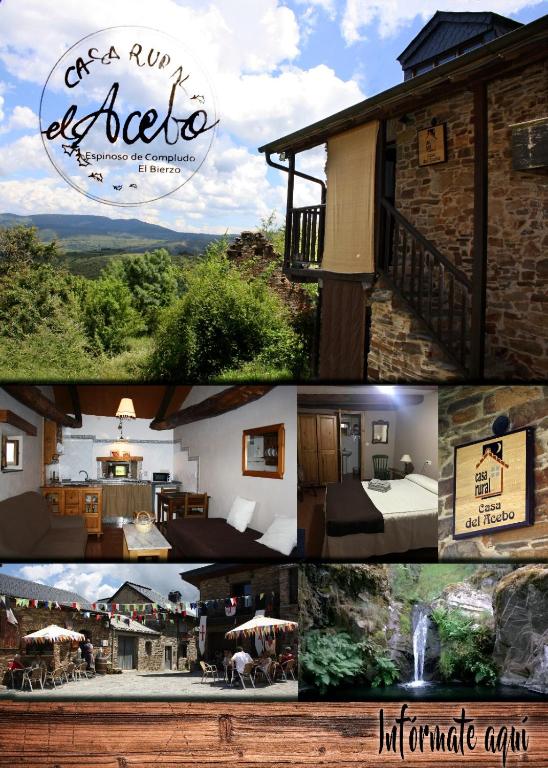 a collage of photos of a hotel and a restaurant at Casa Rural del Acebo in Espinoso de Compludo