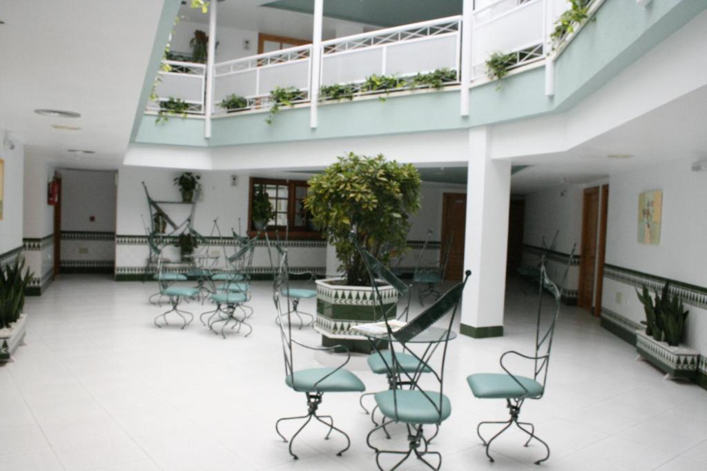 a room with chairs and a table with a potted plant at El Paso in Águilas