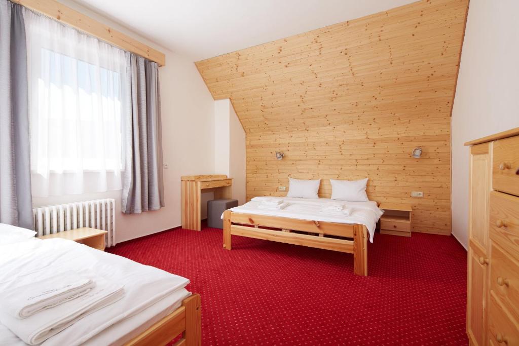 Postel nebo postele na pokoji v ubytování Hotel Červenohorské sedlo