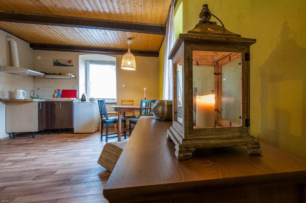 Kuchyň nebo kuchyňský kout v ubytování Apartmány U kapličky