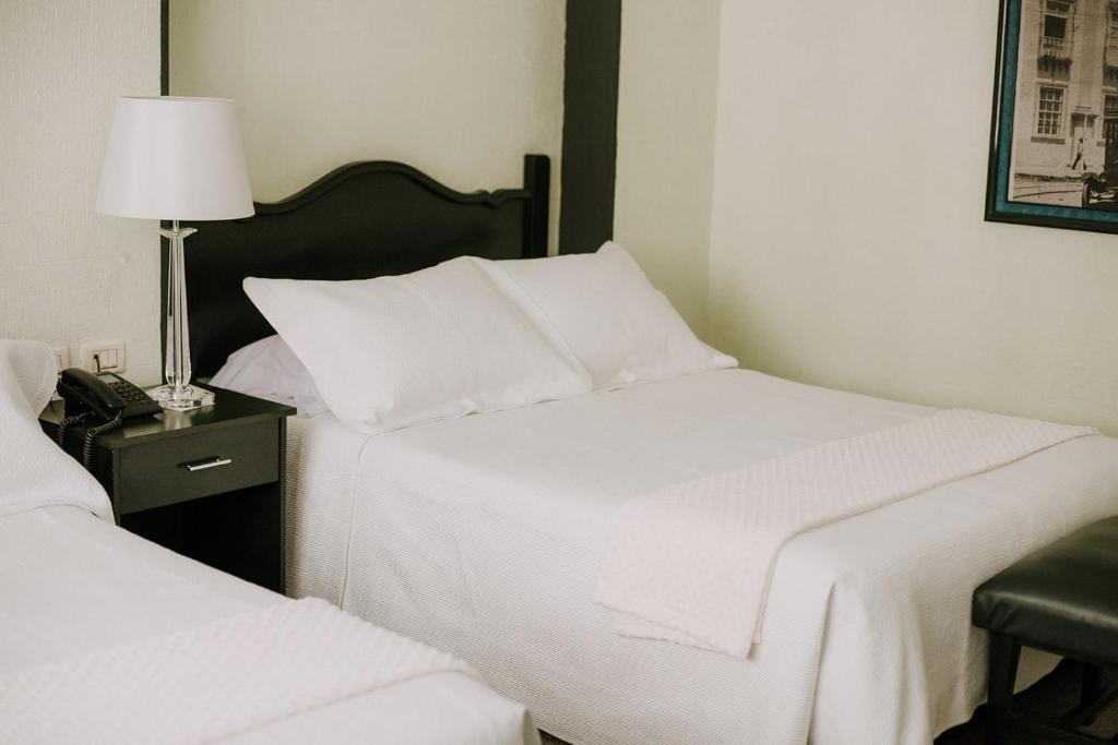 Postel nebo postele na pokoji v ubytování Hotel Leon