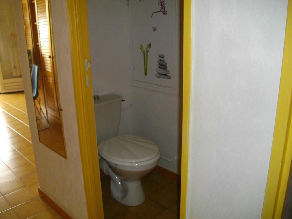 グレウー・レ・バンにあるRésidence "Le clos de L'eden"のバスルーム(白いトイレ付)が備わります。