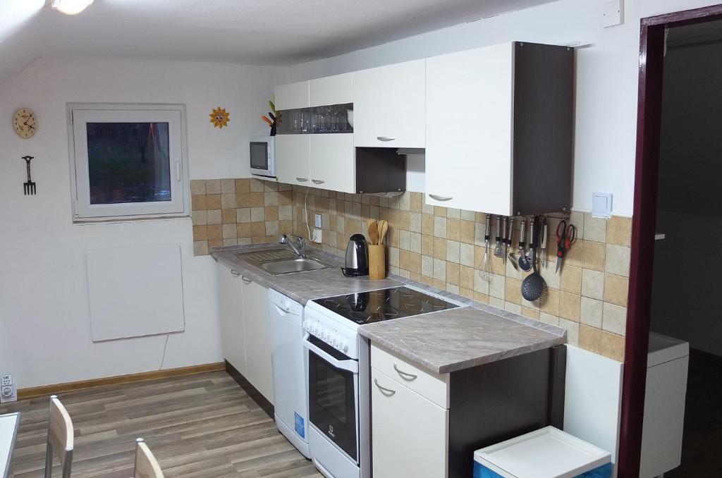 Kuchyň nebo kuchyňský kout v ubytování Apartman75