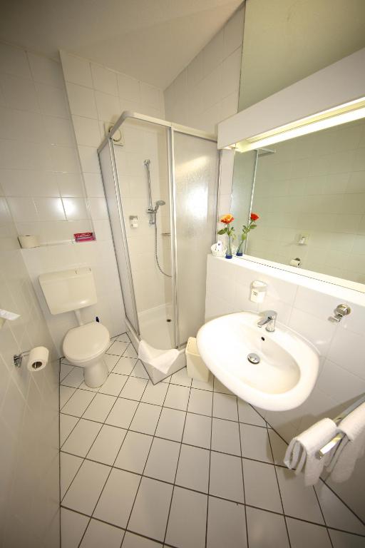 Koupelna v ubytování Hotel Chassalla