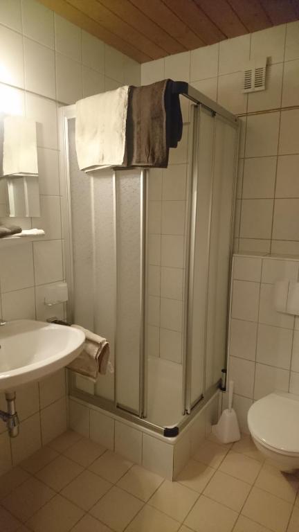 Koupelna v ubytování Haus Bergfreund
