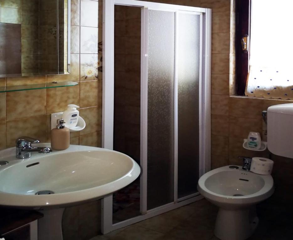PassiranoにあるAgriturismo FranciaCortaのバスルーム(シンク、シャワー、トイレ付)