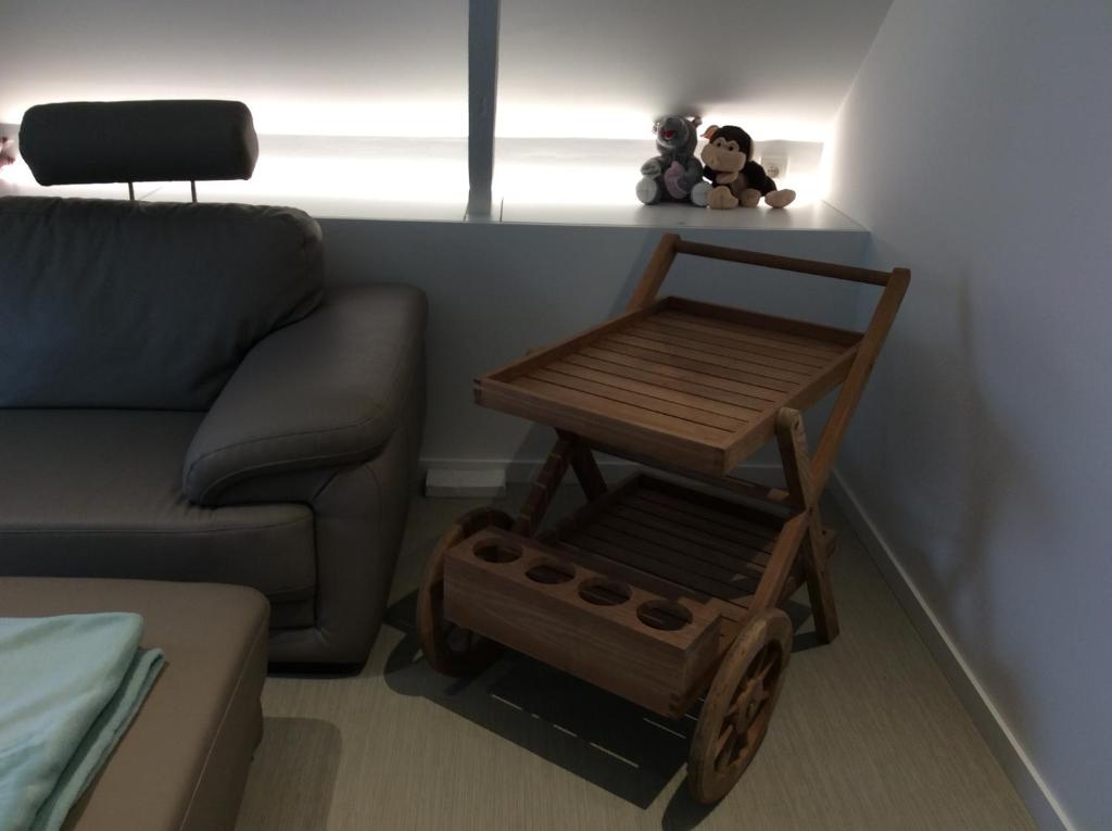 ein Wohnzimmer mit einem Couchtisch und einem Sofa in der Unterkunft Biotina in Lebbeke
