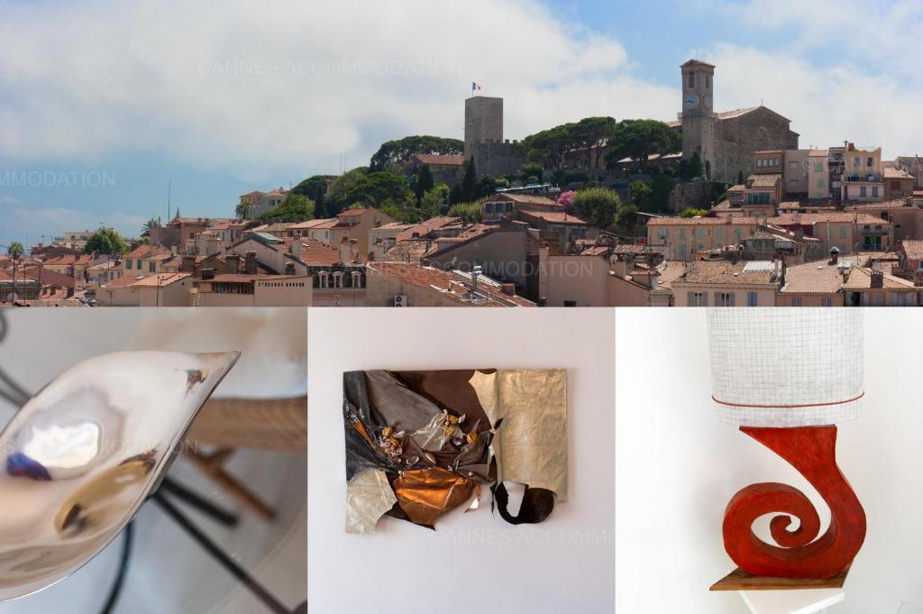 un collage de photos avec vue sur une ville dans l'établissement Blanc cel, à Cannes