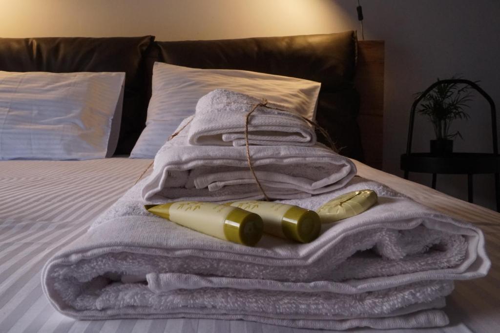 Posteľ alebo postele v izbe v ubytovaní Aristotelous Square Luxury Studio