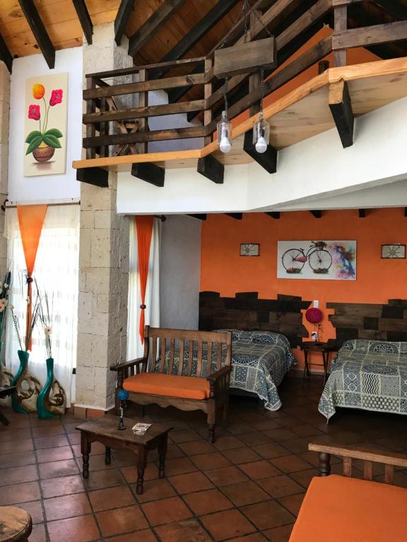 Posezení v ubytování Namasté Cabañas, Huasca de Ocampo
