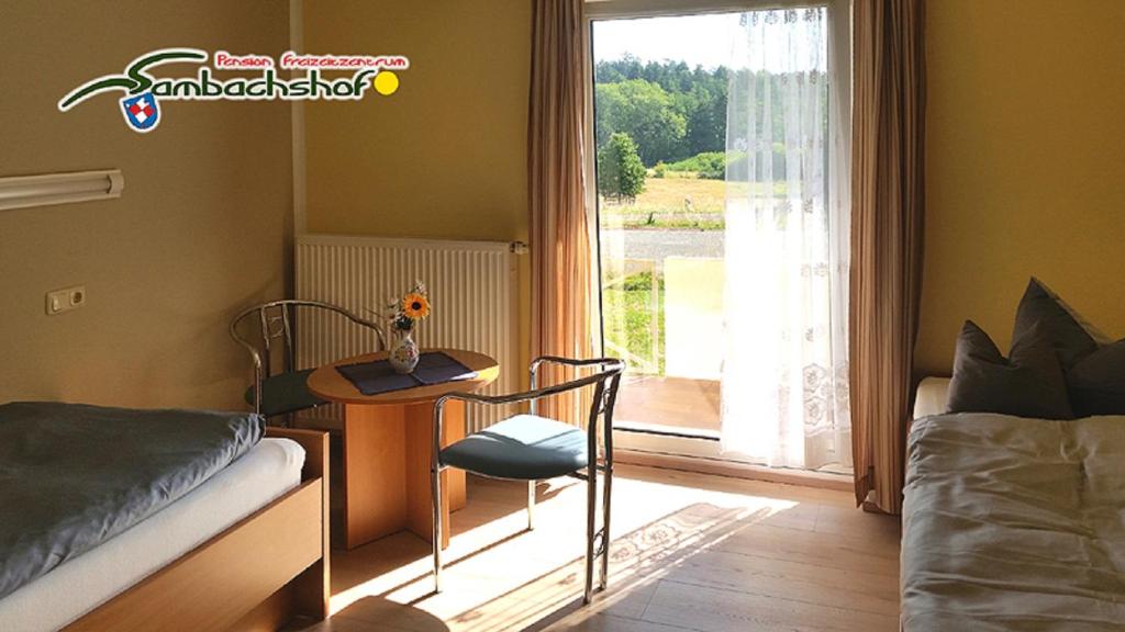 Posezení v ubytování Pension Freizeitzentrum Sambachshof