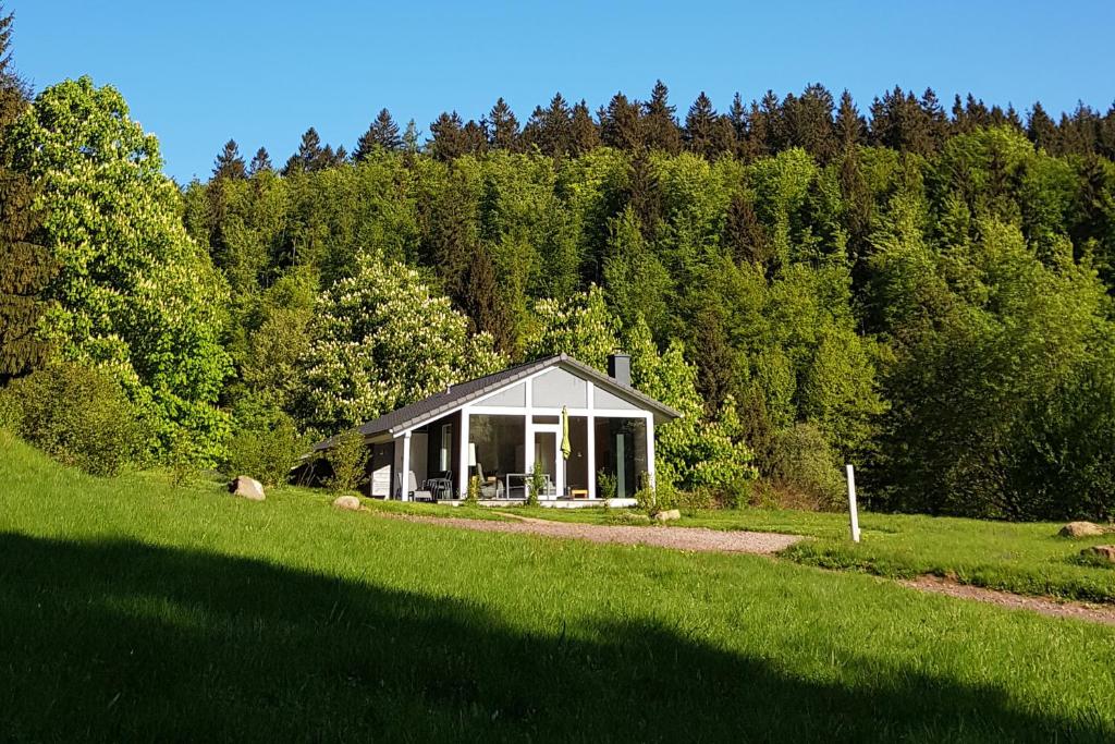 uma pequena casa no meio de um campo em Ferienhaus Lichtung em Ruhla