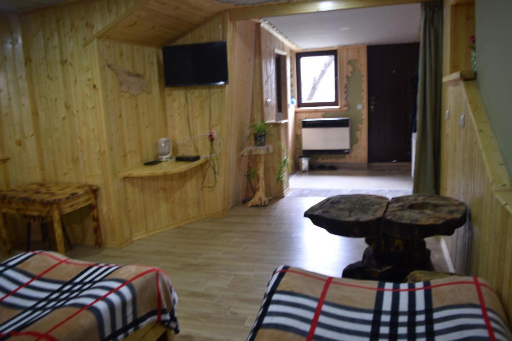 TV a/nebo společenská místnost v ubytování Qusha Guesthouse Meeting in the mountains and views