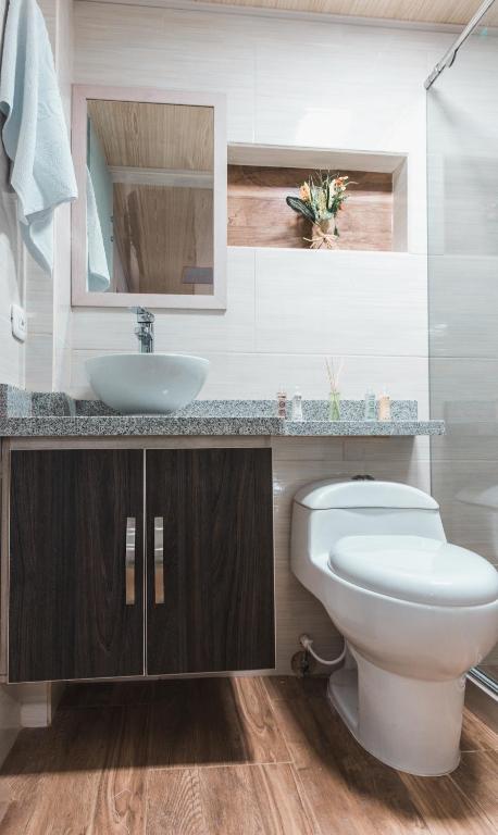 Koupelna v ubytování HOTEl PACHAMAMA SPA