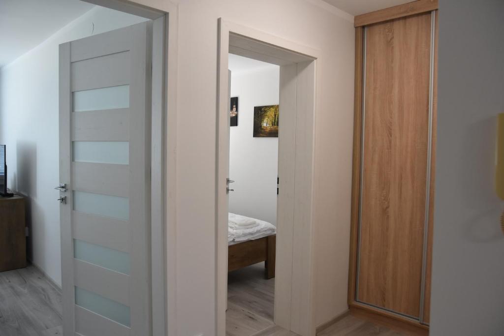 Postel nebo postele na pokoji v ubytování Apartament w Śródmieściu