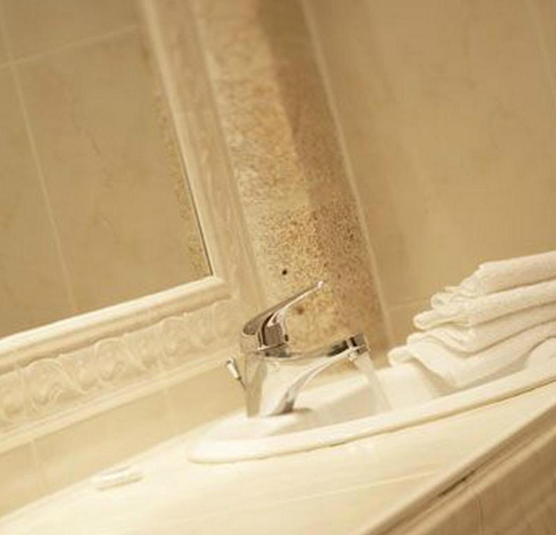 Koupelna v ubytování Logis Hôtel Le Cheval Blanc