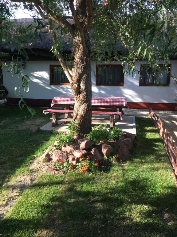 Vonkajšia záhrada v ubytovaní Balatonkenesei Nádfedeles Lovas Vendégház