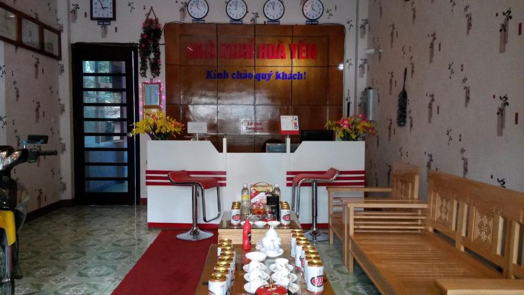a church with a table with food on it at Nhà nghỉ Hòa Yến 1 in Yên Bái