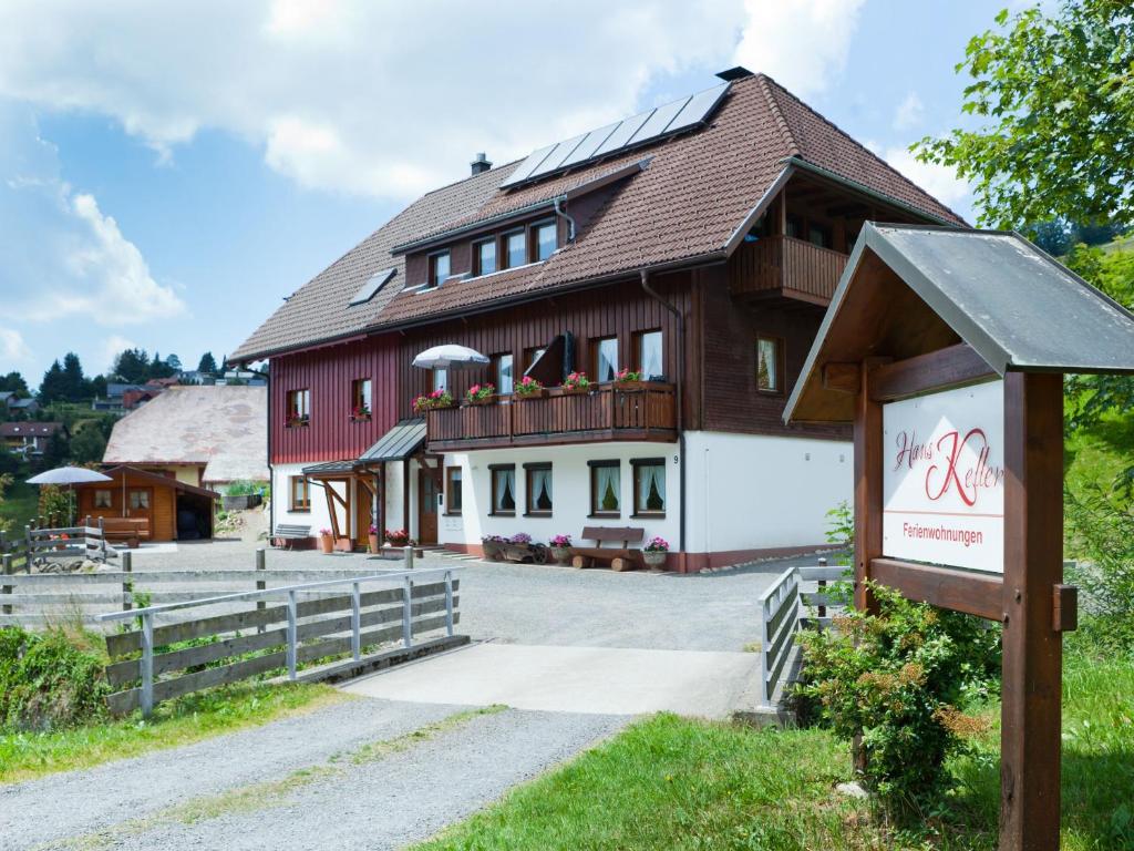 a building with a sign in front of it at Haus Keller Ferienwohnungen in Todtnauberg