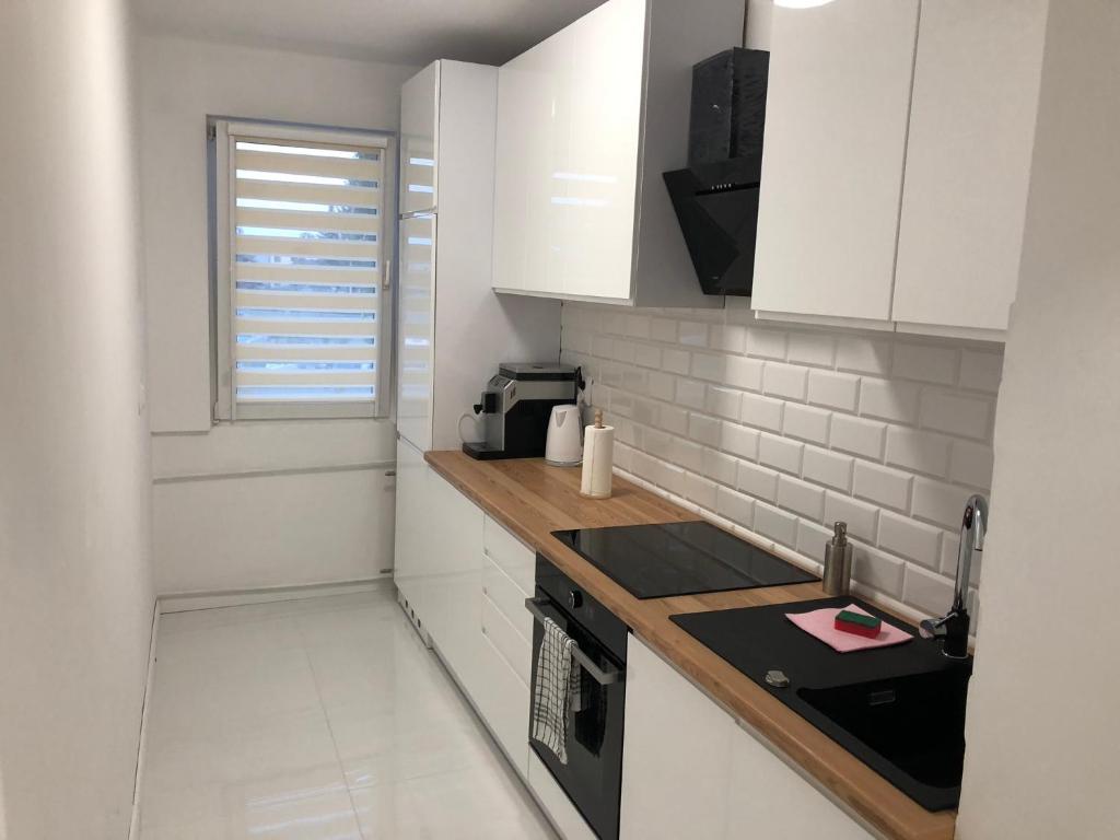 Kuchyň nebo kuchyňský kout v ubytování Apartament Przy Skarpie