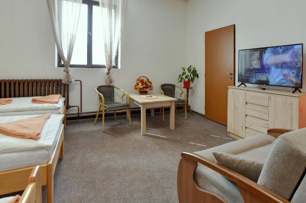 TV a/nebo společenská místnost v ubytování Hotel Kovarna