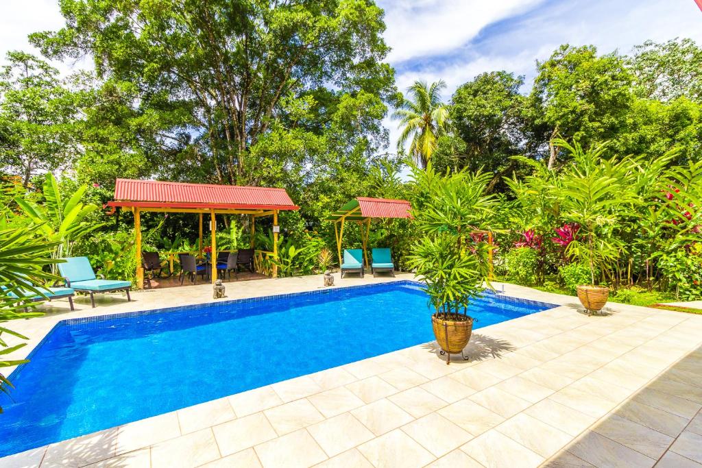 una imagen de una piscina en una villa en Hotel El Mono Feliz, en Ojochal