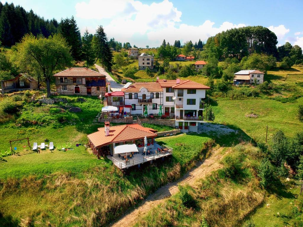 an aerial view of a house on a hill at Guest House Panorama in Gela