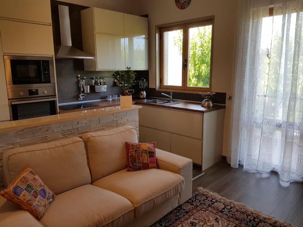 Il comprend un salon avec un canapé et une cuisine. dans l'établissement Cooking and Dreaming, à Bari