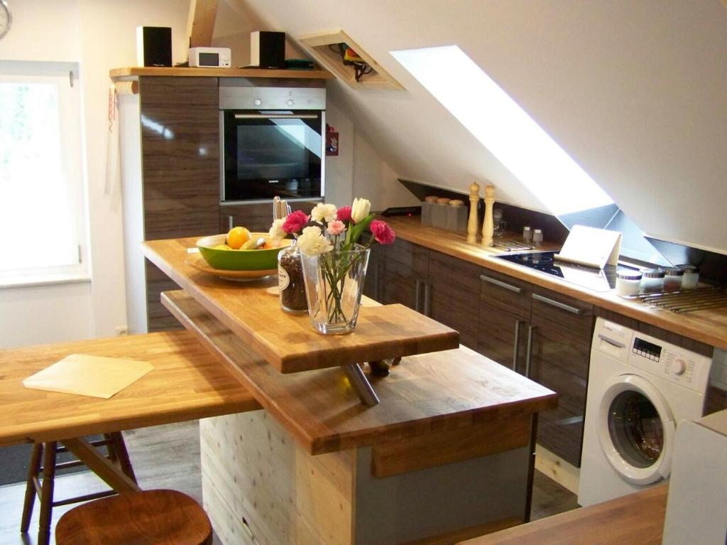 Kuchyň nebo kuchyňský kout v ubytování Loft-Ferienwohnung zur "Kfz-Schenke"