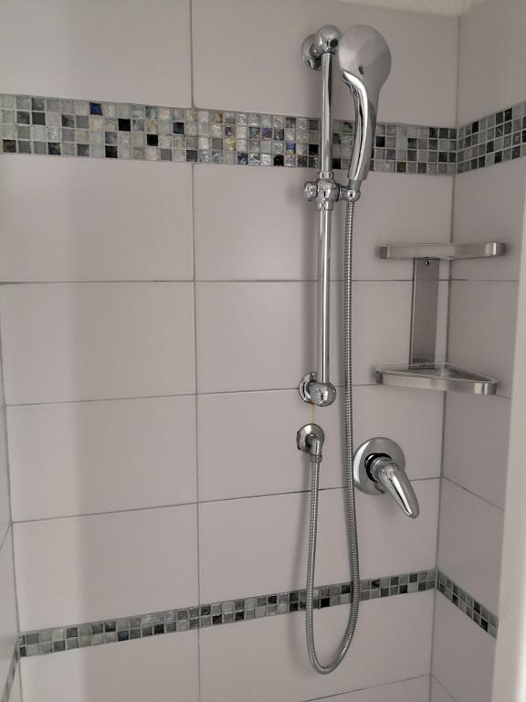 a shower with a shower head in a bathroom at Albergo Al Carugio in Monterosso al Mare
