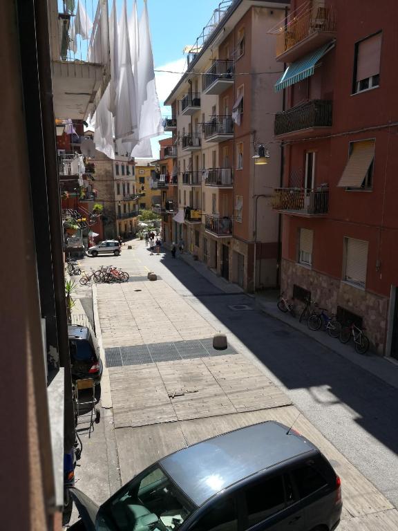 a car parked on a street with buildings at Albergo Al Carugio in Monterosso al Mare